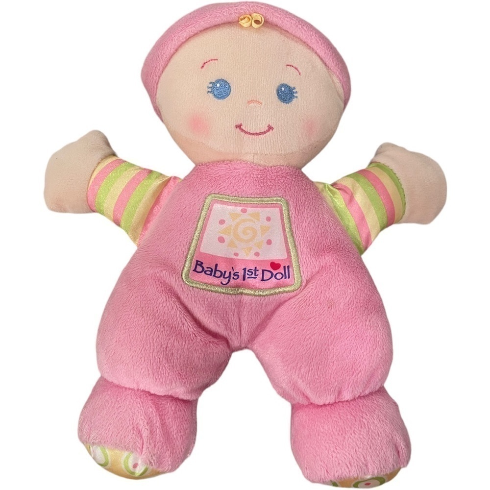 FISHER Price Babys My First Doll Pink 10” Plush Baby Rattle Security Lovey 2008
